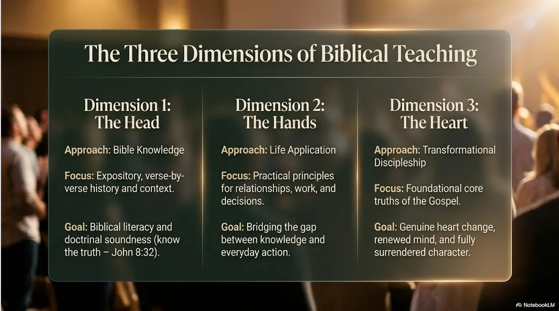 Knowing the truth, living it out, and being transformed by it — the threefold call of Scripture.